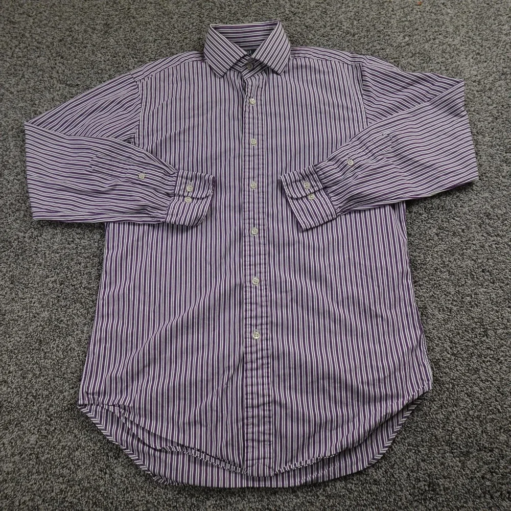 VTG Polo Ralph Lauren Shirt‎ Mens 15.5 32/33 M Purple Regent Long Sleeve Dress